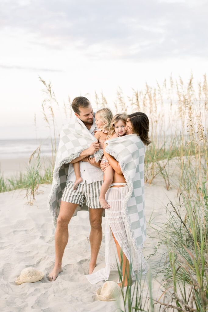 Family on the beach in Charleston South Carolina during a family photography session